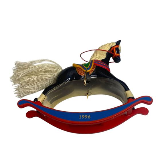 Vintage 1996 Christmas Ornament 2-piece LOT Rocking Horse by Hallmark Keepsake - Picture 2 of 13